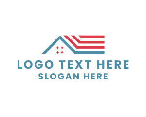 Usa - Minimalist America Roof House logo design