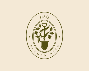 Organic - Shovel Garden Plant logo design