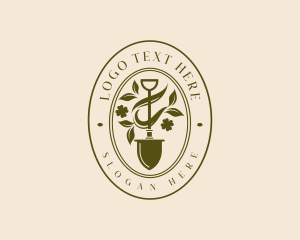 Emblem - Shovel Garden Plant logo design