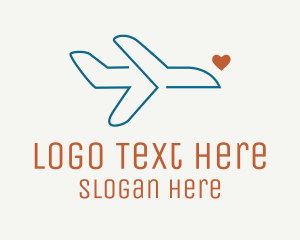 Heart - Monoline Aircraft Love logo design