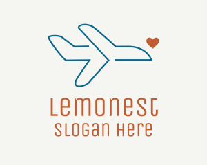 Flight - Monoline Aircraft Love logo design