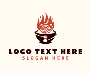Cutlery - Flaming Noodle Bowl logo design