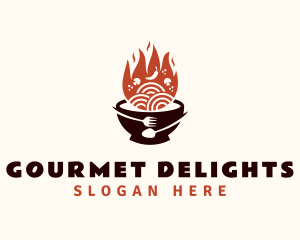 Flaming Noodle Bowl logo design