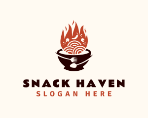 Flaming Noodle Bowl logo design