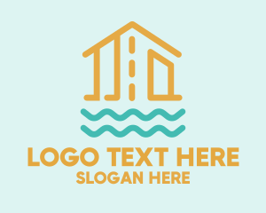 Swim - Floating Wooden House logo design