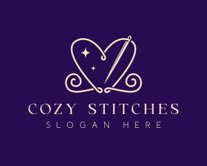 Heart Needle Sewing logo design