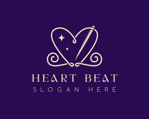 Heart Needle Sewing logo design