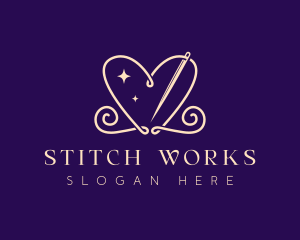 Heart Needle Sewing logo design