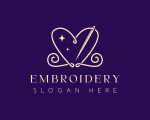 Heart Needle Sewing logo design