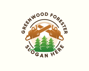 Forest Logging Chainsaw logo design