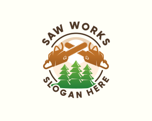 Chainsaw - Tree Logging Chainsaw logo design