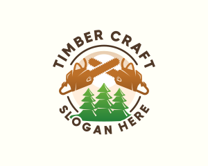 Forest Logging Chainsaw logo design