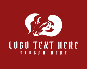 Bull Skull - Bull Horn Bison logo design