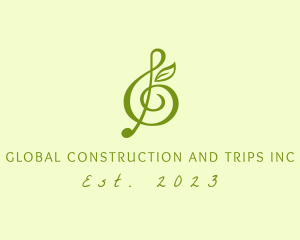 Nature Conservation - Music G Clef Leaf logo design
