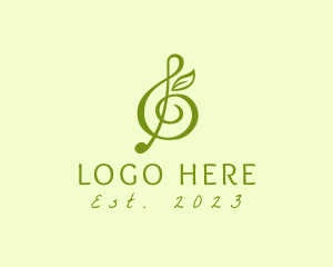 Staff - Music G Clef Leaf logo design