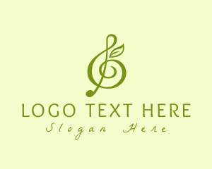 Music G Clef Leaf Logo