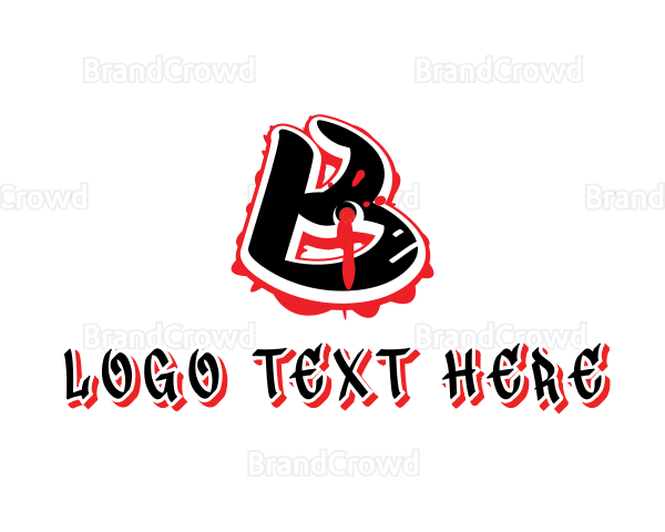 Splatter Graffiti Letter B Logo