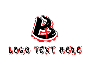 Hiphop Label - Splatter Graffiti Letter B logo design