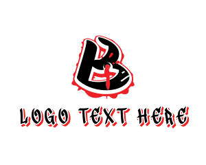 Rap Artist - Splatter Graffiti Letter B logo design