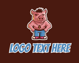 Pig - Muscle Pig Hog logo design