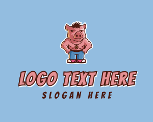 Hog - Muscle Pig Hog logo design