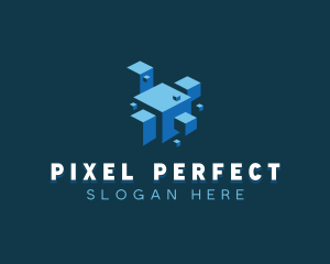 Digital Cube Pixel logo design