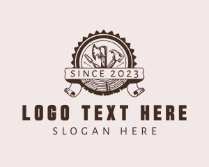 Lumber - Carpentry Tools Badge logo design
