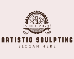 Sculpting - Carpentry Tools Badge logo design