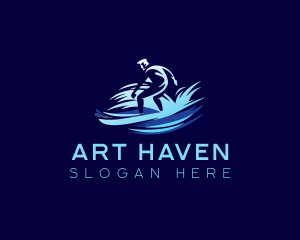 Surfing  Wave Man logo design