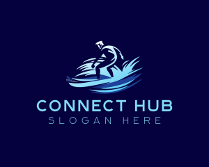 Surfing  Wave Man logo design