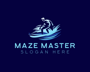 Surfing  Wave Man logo design