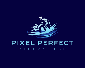 Surfing  Wave Man logo design