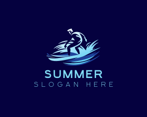 Surfing  Wave Man logo design