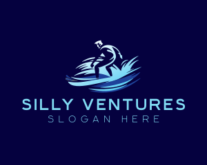 Surfing  Wave Man logo design