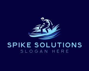 Surfing  Wave Man logo design