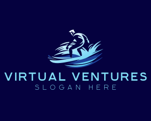 Surfing  Wave Man logo design