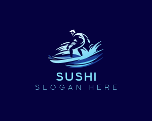 Surfing  Wave Man logo design