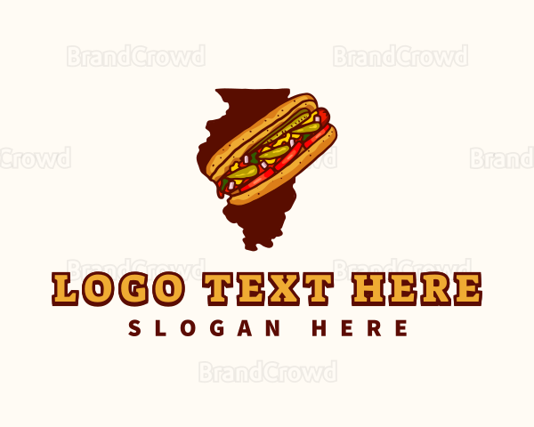 Hotdog Food Illinois Logo