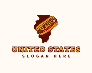 Hotdog Food Illinois logo design