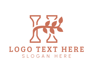 Floral - Fancy Leaf Letter H logo design