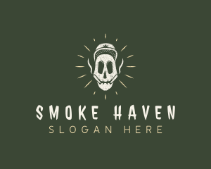 Skull Weed Smoking logo design