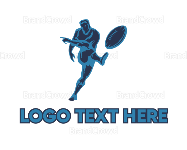 Blue Rugby Player Logo