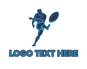 Football - Blue Rugby Player logo design