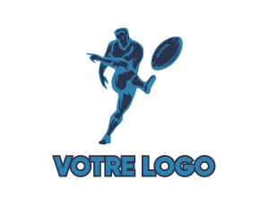Blue Rugby Player Logo