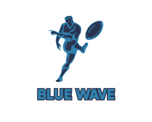 Blue Rugby Player logo design