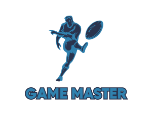 Player - Blue Rugby Player logo design