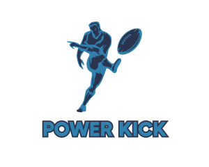 Kick - Blue Rugby Player logo design