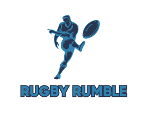 Rugby - Blue Rugby Player logo design