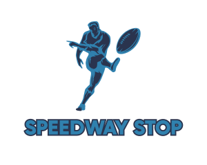 Player - Blue Rugby Player logo design