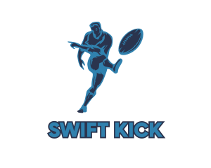 Blue Rugby Player logo design